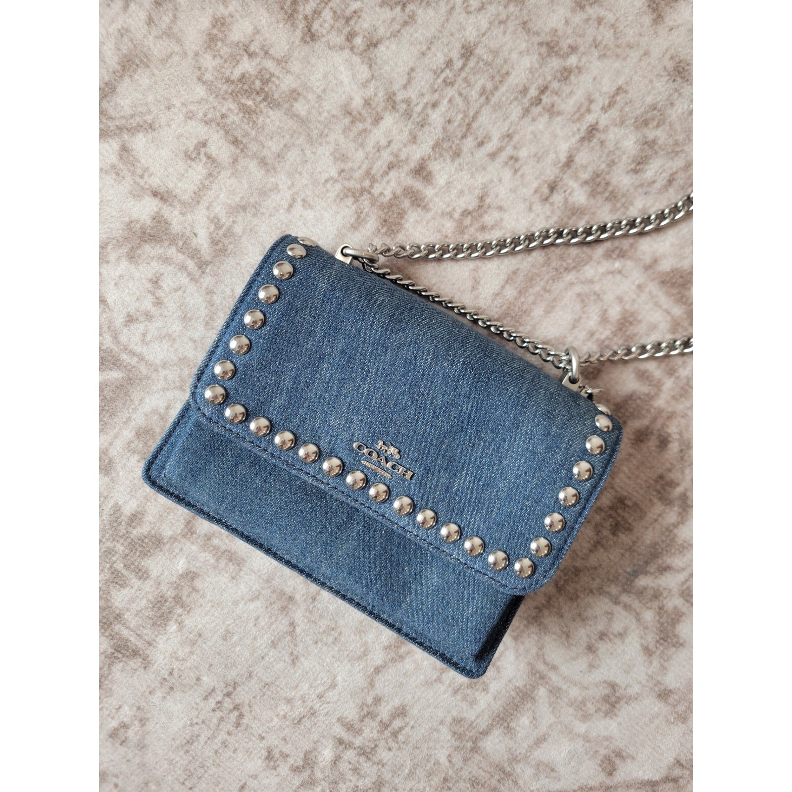 Coach Denim Rivets Crossbody Bag Cn509 Studded Chain Shoulder Purse Nwot Y2k